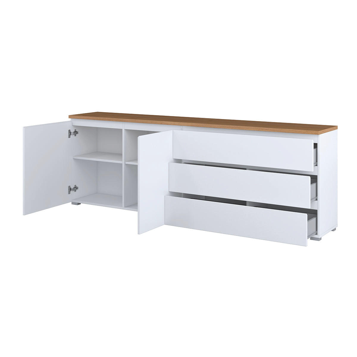 KOMODA Liko Bijelo i drvo - bijela, drvni materijal (200/67.9/34.5cm) - Petits-meubles