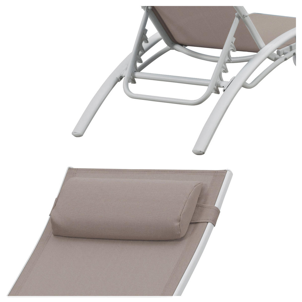 SONNENLIEGEN Galapagos Taupe und Weiß 2er-Set - Braun, Metall (63/82/173.5cm) - Happy Garden