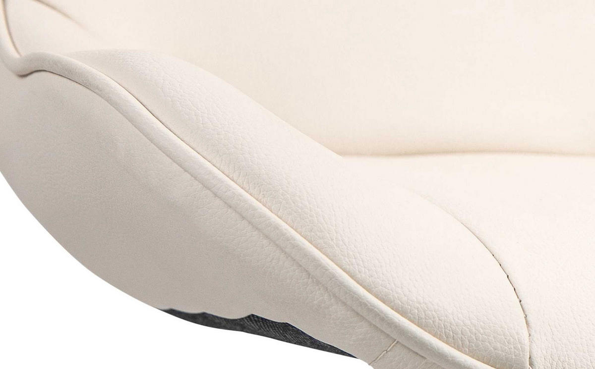BARHOCKER 2er Set Lederlook creme - Chromfarben/Creme, Textil/Metall (49/85/51cm) - CLP