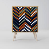 SIDEBOARD VIBRANT PATCHWORK, Eichefarben, 57,5x42x77,5 cm, Schräge Buchenholzfüße - Eichefarben/Buchefarben, Holzwerkstoff/Buchenholz (57.5/77.5/42cm) - SpaceRebels