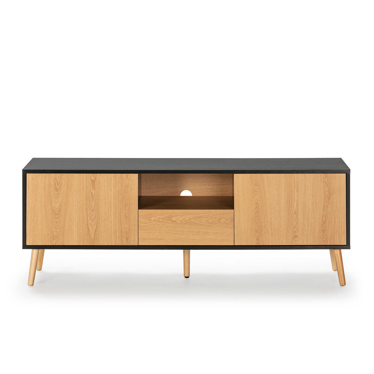 TV-ELEMENT Apolo 2 Schubladen, Schwarz/Holzfarbe - Schwarz, Holzwerkstoff (136/49/40cm) - VS Venta-stock
