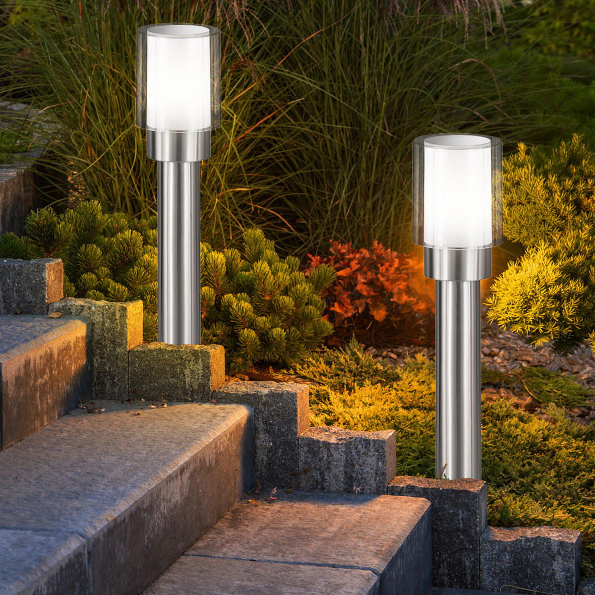 LED STEHLEUCHTE Edelstahl Silber Weiß - Silberfarben, Metall (12/12/50cm) - Wofi