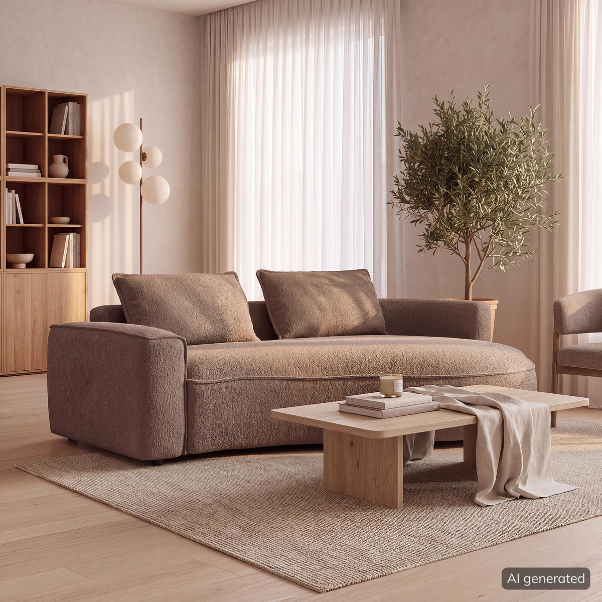 2,5-SITZER SOFA - Beige/Schwarz, Kunststoff/Textil (217/82/146cm) - home24