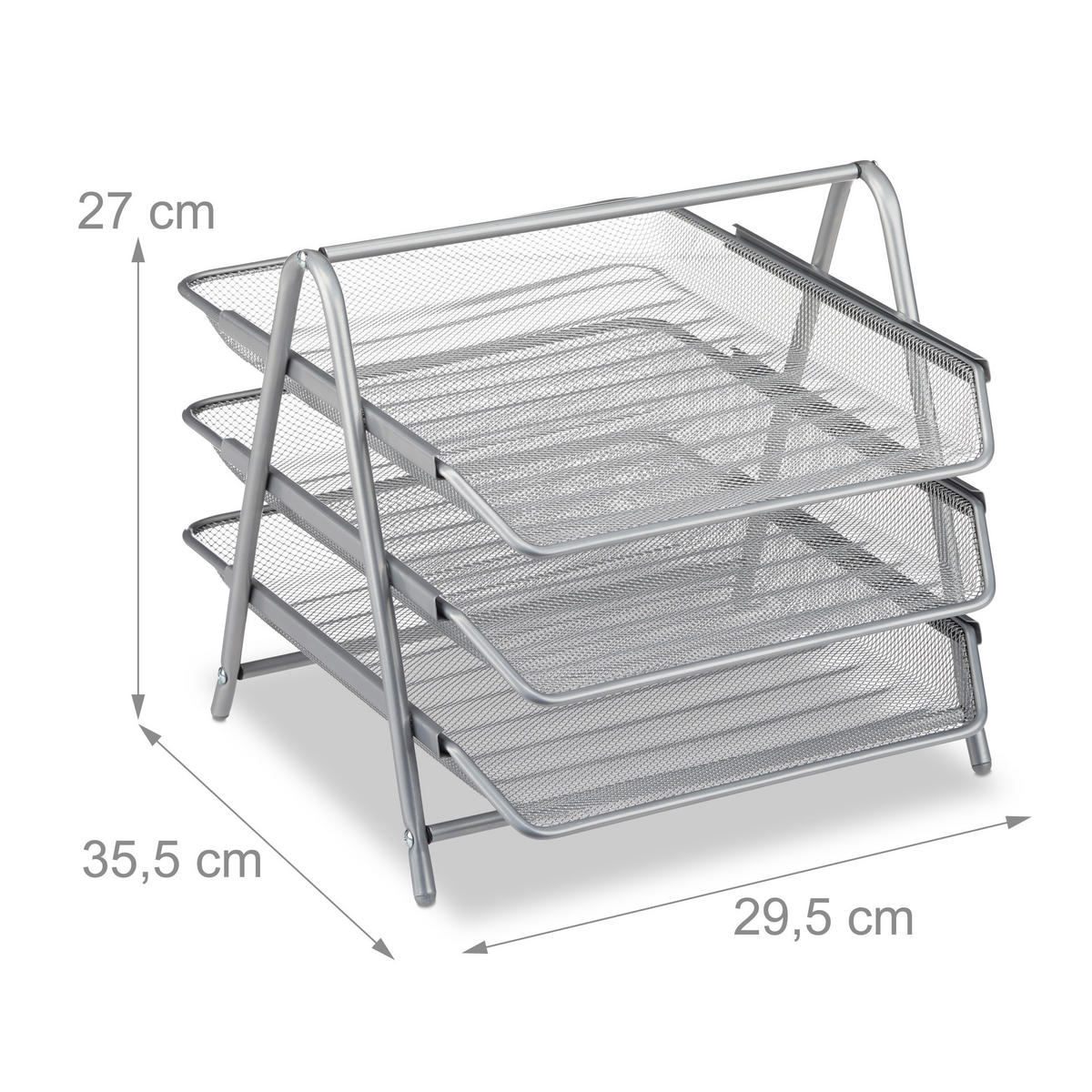 ULOŽENIE dokumentov - strieborná, kov (29.5/27/35.5cm) - Relaxdays