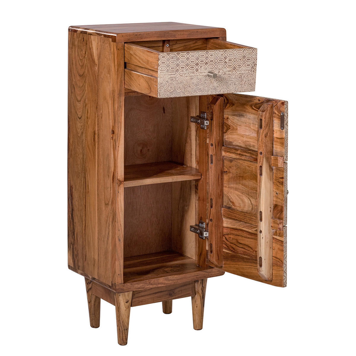 MASSIVER UNTERSCHRANK - Akazie massiv - Ecru / Akazie - Akaziefarben, Holz/Metall (38/92/30cm) - home24