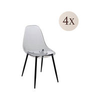 STUHL 4er Set Grau 45.5x53h81 - Schwarz, Metall (53/81/45.5cm) - DMORA