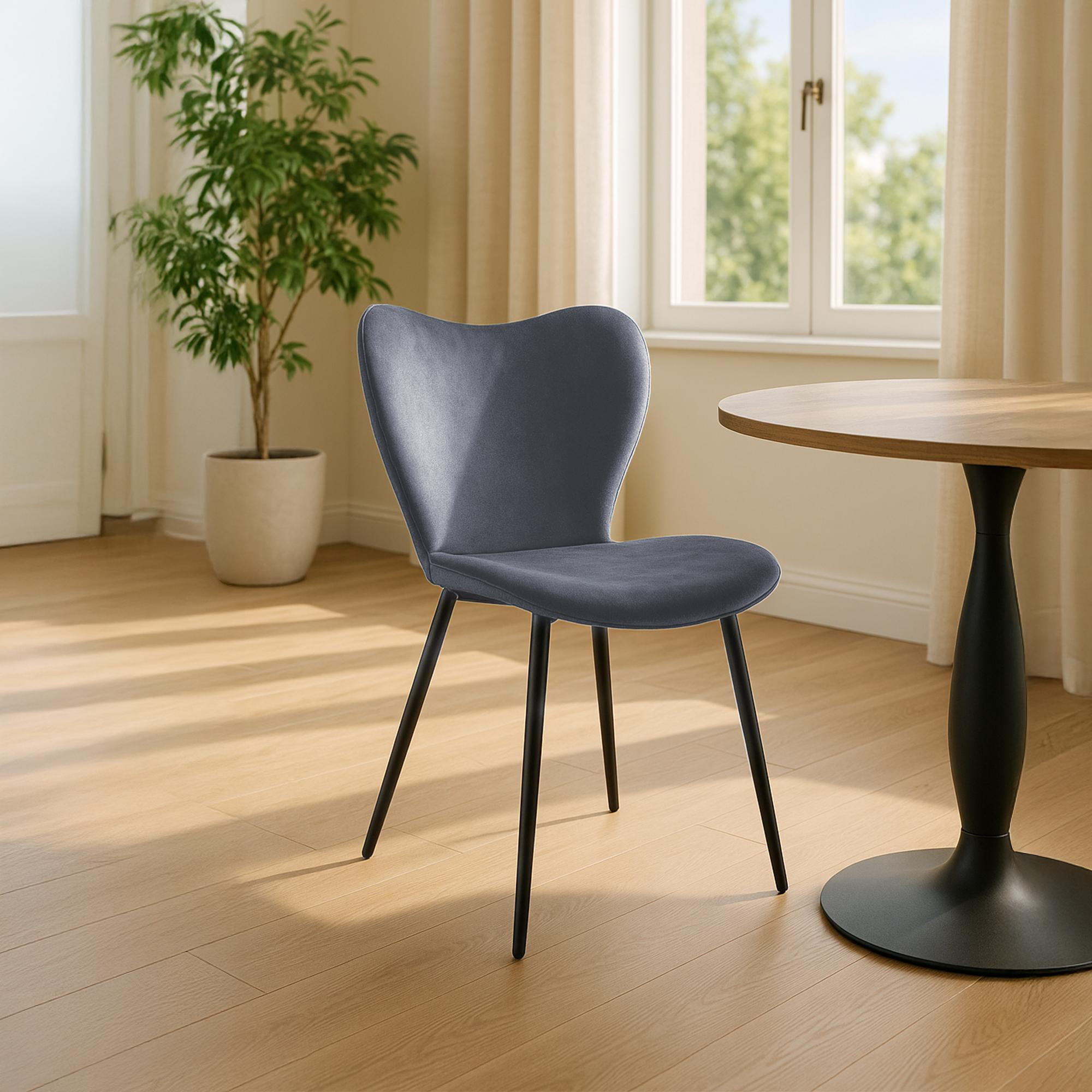 ESSZIMMERSTUHL Samt Dunkelgrau - Dunkelgrau/Schwarz, Textil/Metall (50/80/58cm) - CLP