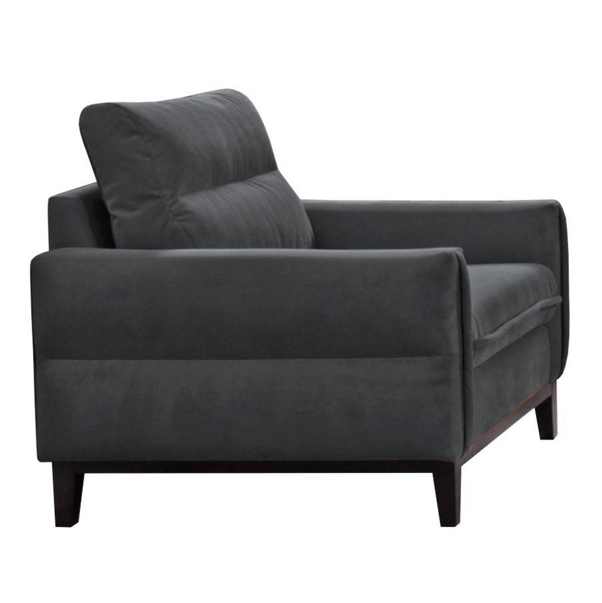 SESSEL Belweder, 94 cm, Dunkelgrau, Velourstoff - Wengefarben/Dunkelgrau, Holz/Textil (94/95/94cm) - Beautysofa