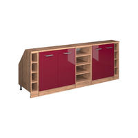 KUHINJSKI ORMAR ZA KOSINE KROVA R-Line Crveni visoki sjaj 210 cm Set od 5 ormarićnih korpusa, dubina 60 cm - hrast medunac/crvena, drvni materijal (210/83.8/60cm) - Vicco