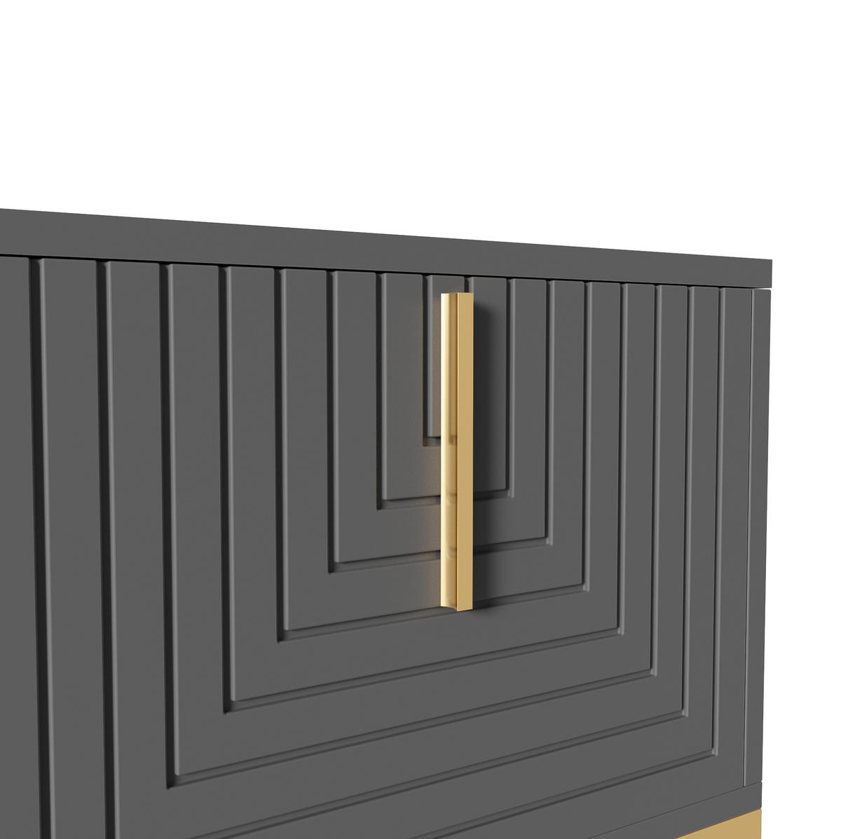 LOWBOARD in Grau und Gold TV-Schrank mit strukturierter Tür für Wohnzimmer, B170/T40/H45.5 cm - Goldfarben/Grau, Holzwerkstoff/Metall (170/45.5/40cm) - STILVORA