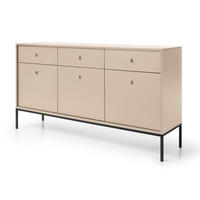 KOMMODE 154 cm mit Schubladen Monti, 3 Türen, Beige + Schwarz - Beige/Schwarz, Holz/Metall (154/83/39cm) - Emporius