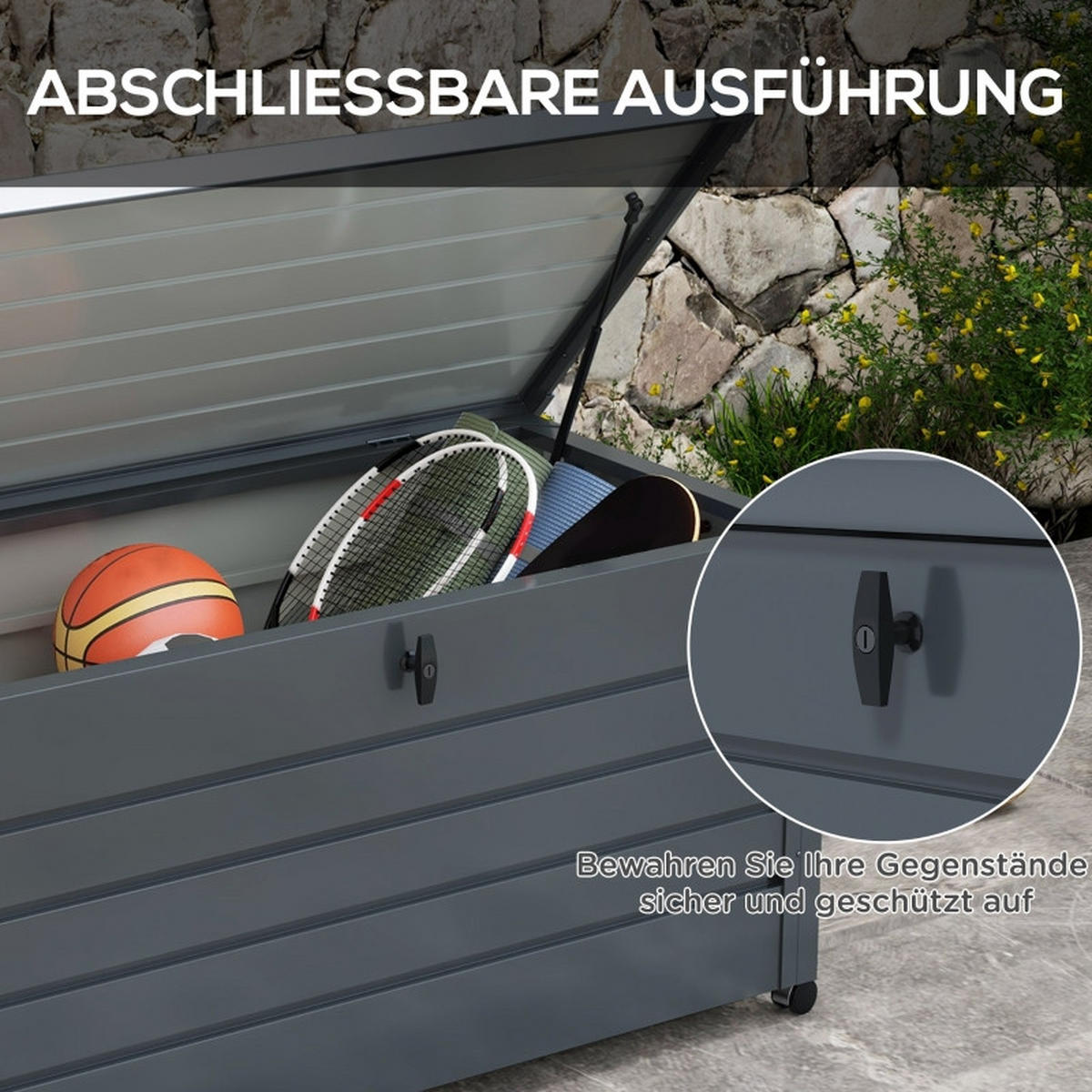 AUFLAGENBOX Outdoor Dunkelgrau - Grau, Metall (62/66/120cm) - ComfortXL