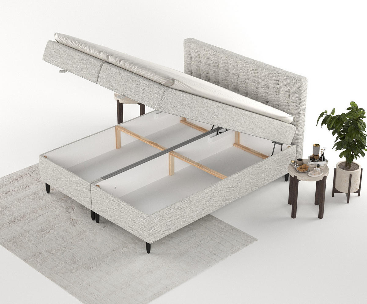 BOXBETT Milo Grau 200/200 cm - Schwarz/Grau, Holz/Holzwerkstoff (200/200cm) - Maison de Reve