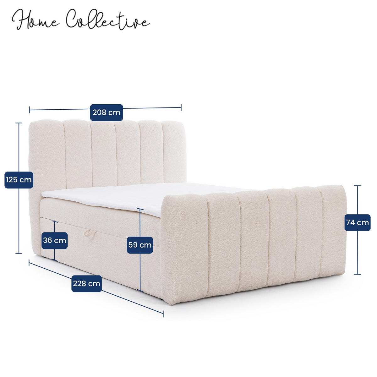 BOXBETT mit Topper und Stauraum 200x200 cm in Creme - Creme, Textil (200/200cm) - Home Collective