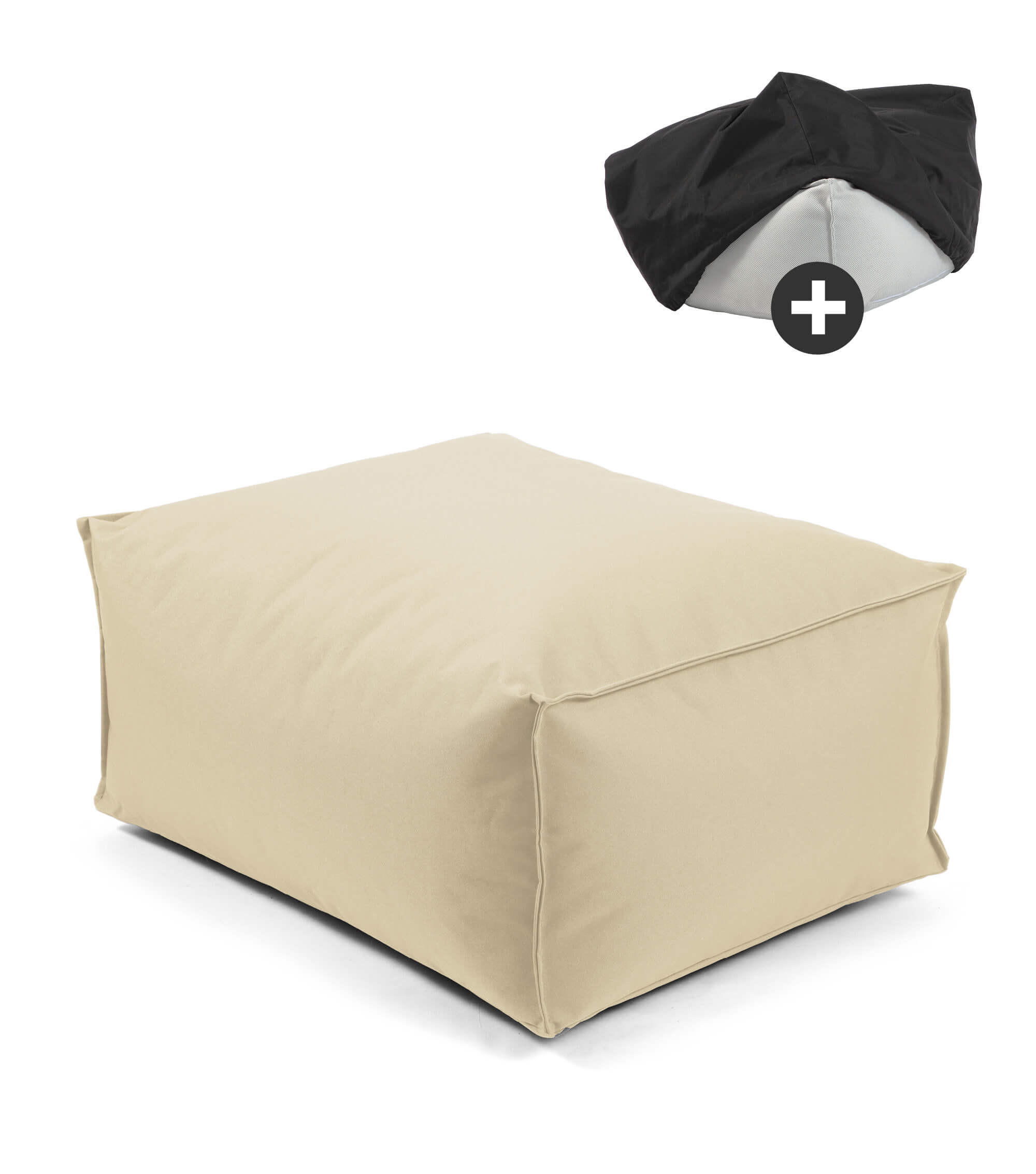 OUTDOOR POUF mit Schutzhülle Der Ruhestifter - Beige, Textil (60/25/45cm) - Mokebo