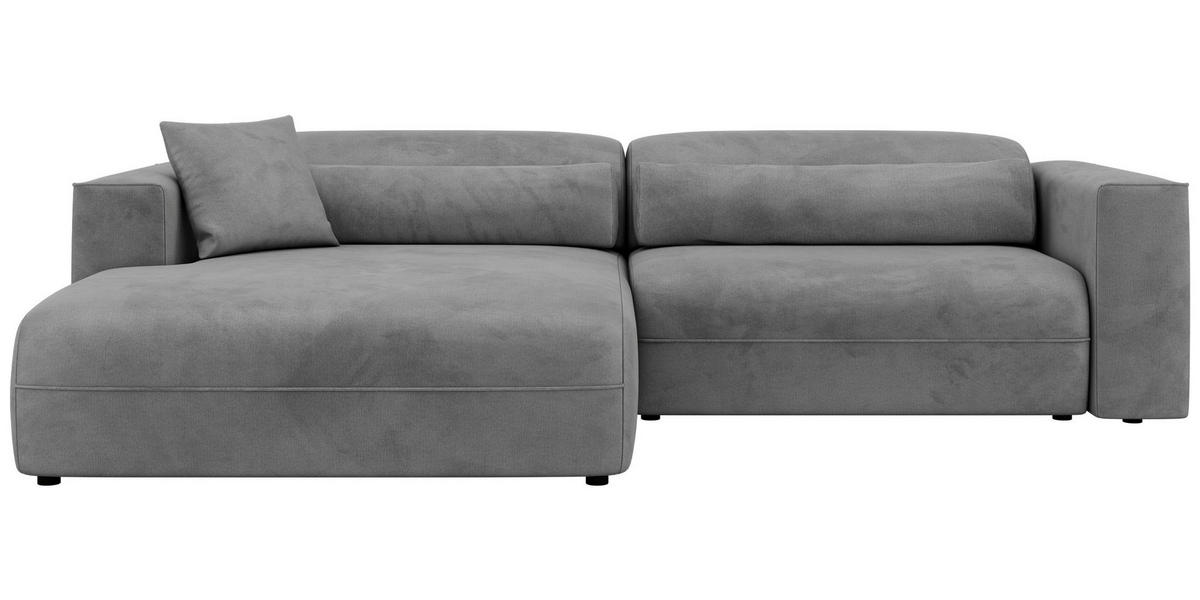 ROHOVÁ SEDAČKA PAZURRO L - Svetlosivá Samet - Vľavo - čierna/svetlosivá, textil/plast (288/180cm) - MKS