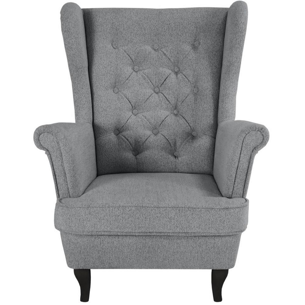 CHESTERFIELD-SESSEL Falco grau mit Wenge Holzbeinen - Grau, Holz/Textil (82/102/92cm) - Beautysofa