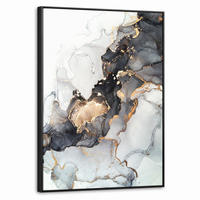 LEINWAND Bilder mit Rahmen - Marmor - Schwarz - Weiß - Gold - Luxus - Abstrakt - 50x70 - Goldfarben, Textil (50/70cm) - MuchoWow
