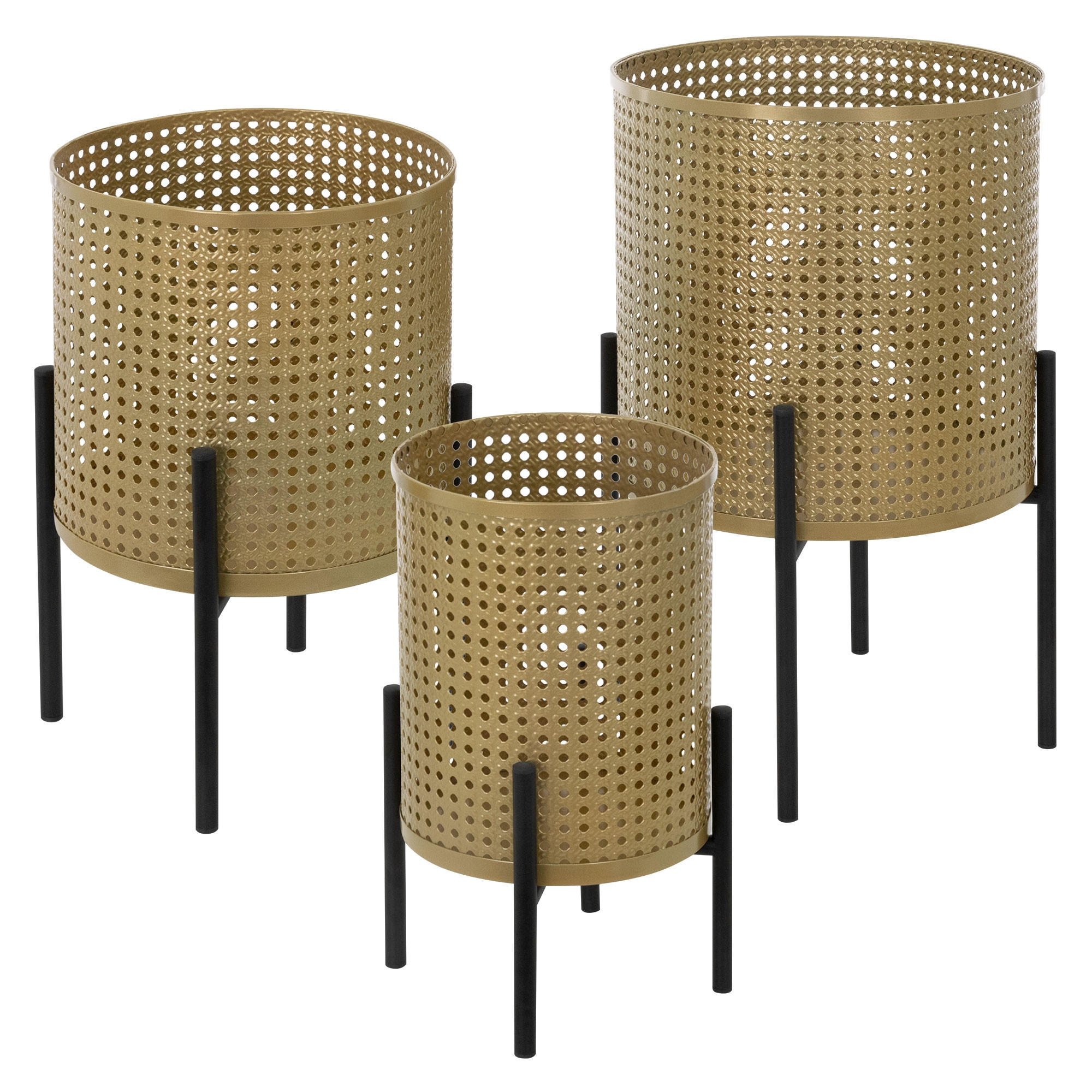 BLUMENSTÄNDER 3er Set - Goldfarben, Metall (30/30/50.5cm) - ML-DESIGN