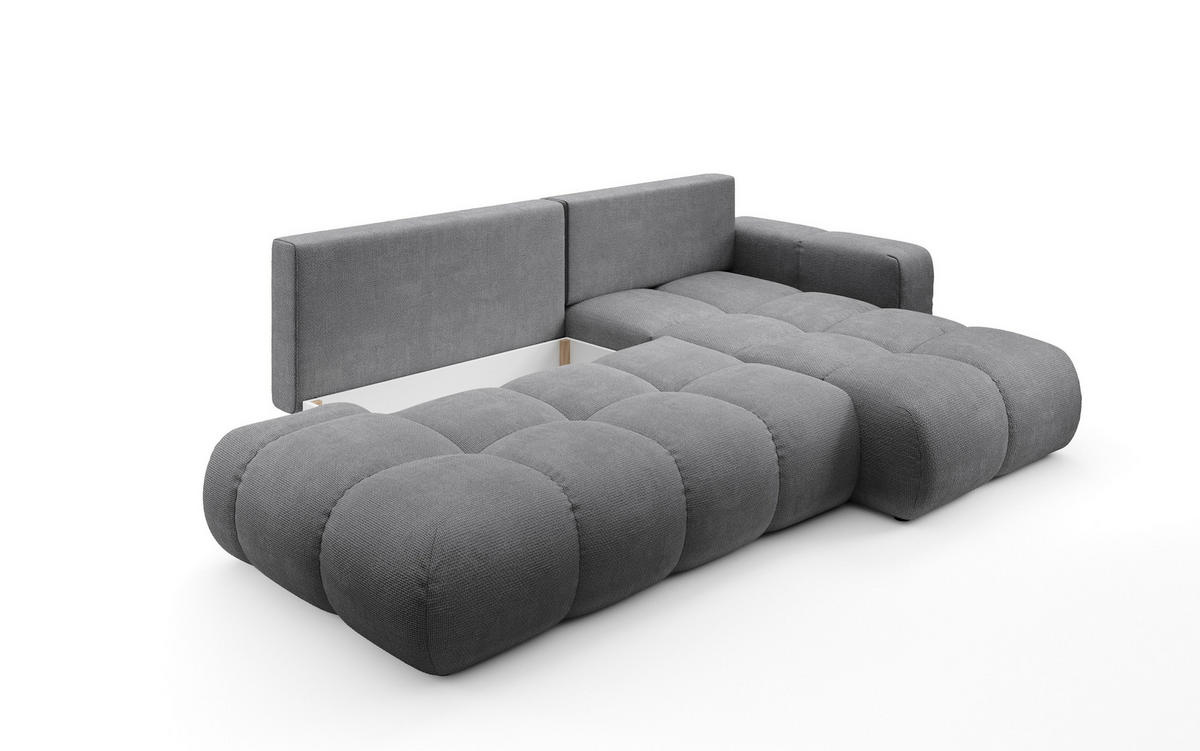 ECKSOFA DUCA R-S Grau Chenille mit Schlaffunktion - Grau, Holz (266.5/266.5cm) - MASSENO