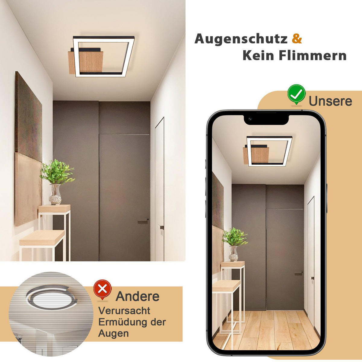 LED-DECKENLEUCHTE Weimar 23.2/23.2/4.1 cm - Schwarz, Metall (23.2/23.2/4.1cm) - Nettlife