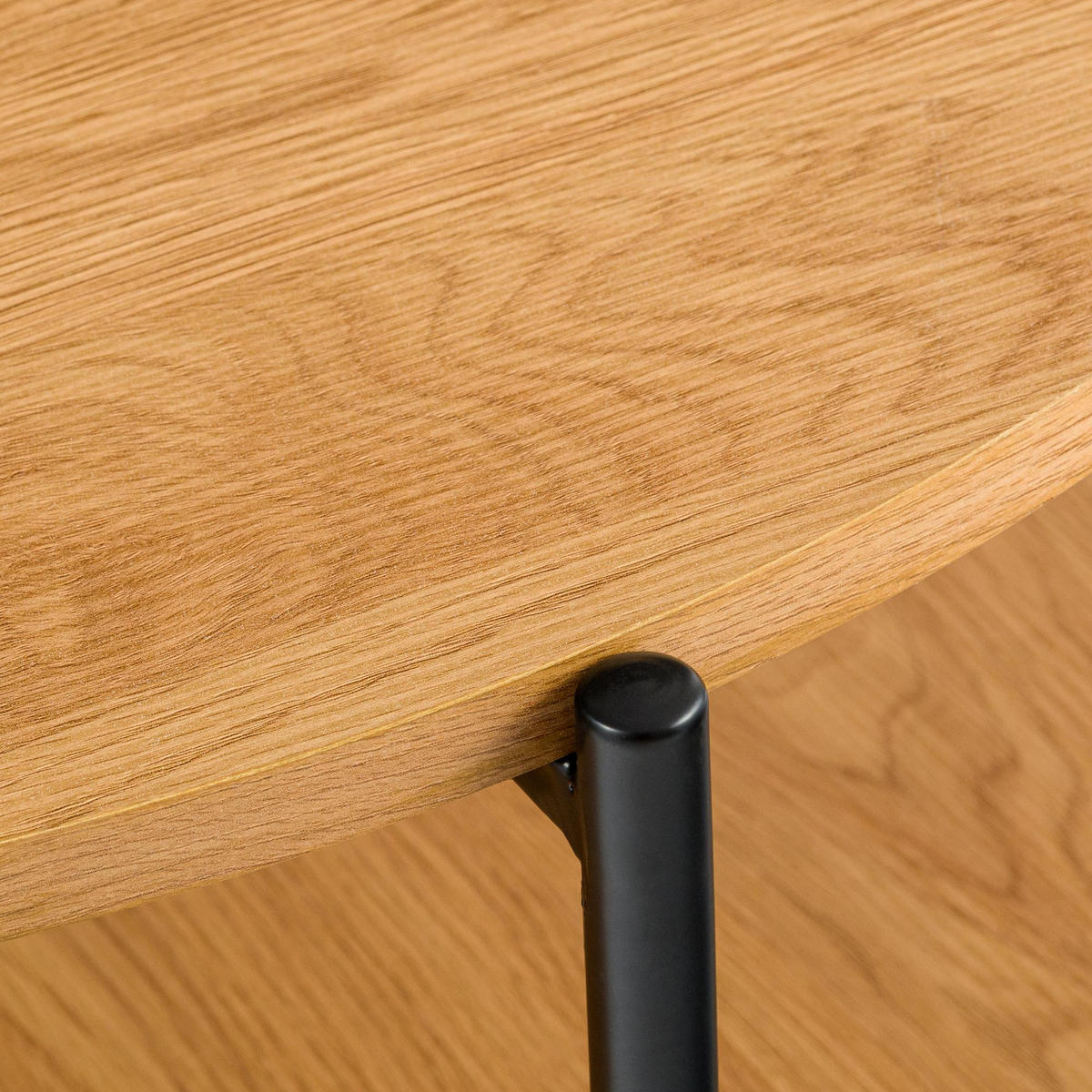 COUCHTISCH rund 80 cm Holz Natura - Eukalyptusholzfarben/Schwarz, Holz/Metall (80/80/40cm) - CLP