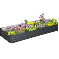 BLUMENKASTEN aus Stahl 241x90,5x30 cm Grau mit offenem Boden - Grau, Metall (90.5/30/241cm) - Modfu
