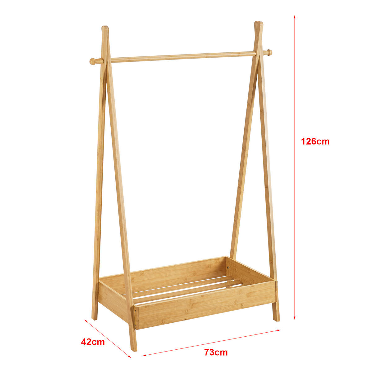 GARDEROBENSTÄNDER Sola - Naturfarben, Holz (73/126/42cm) - [en.casa]