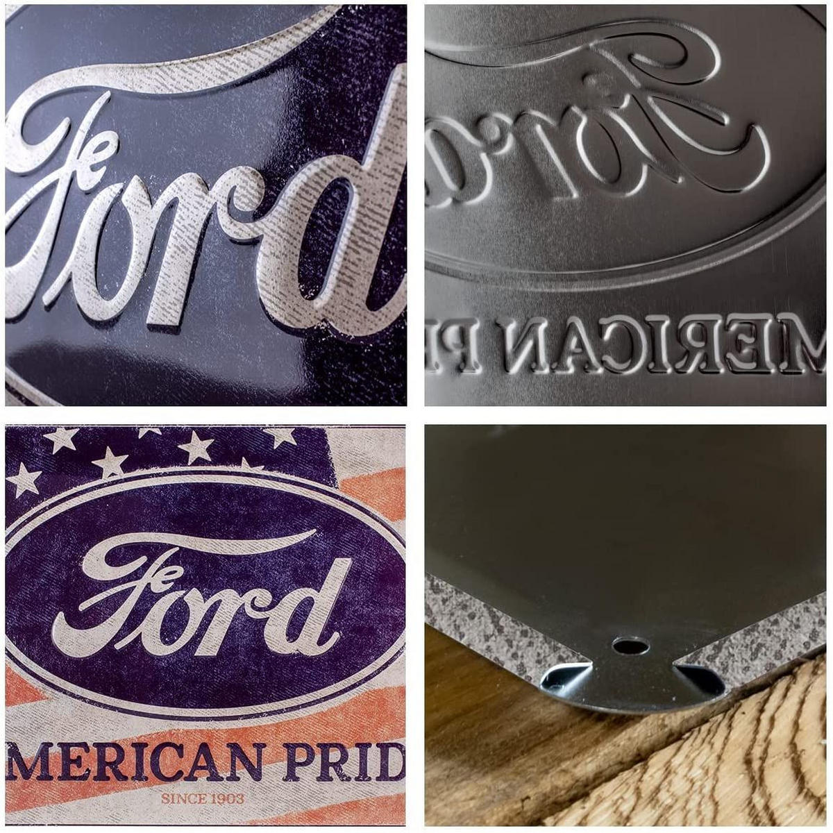 BLECHSCHILD 30/40 cm Ford American Pride US Flag - Multicolor, Metall (30/1/0.1cm) - Nostalgic-Art