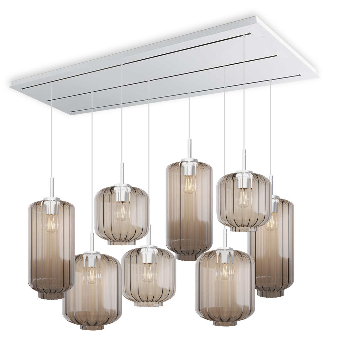 HÄNGELEUCHTE Velo 8-flammig Klar Ø 18/20/25cm - Klar/Weiß, Glas (25/25/27cm) - s.luce