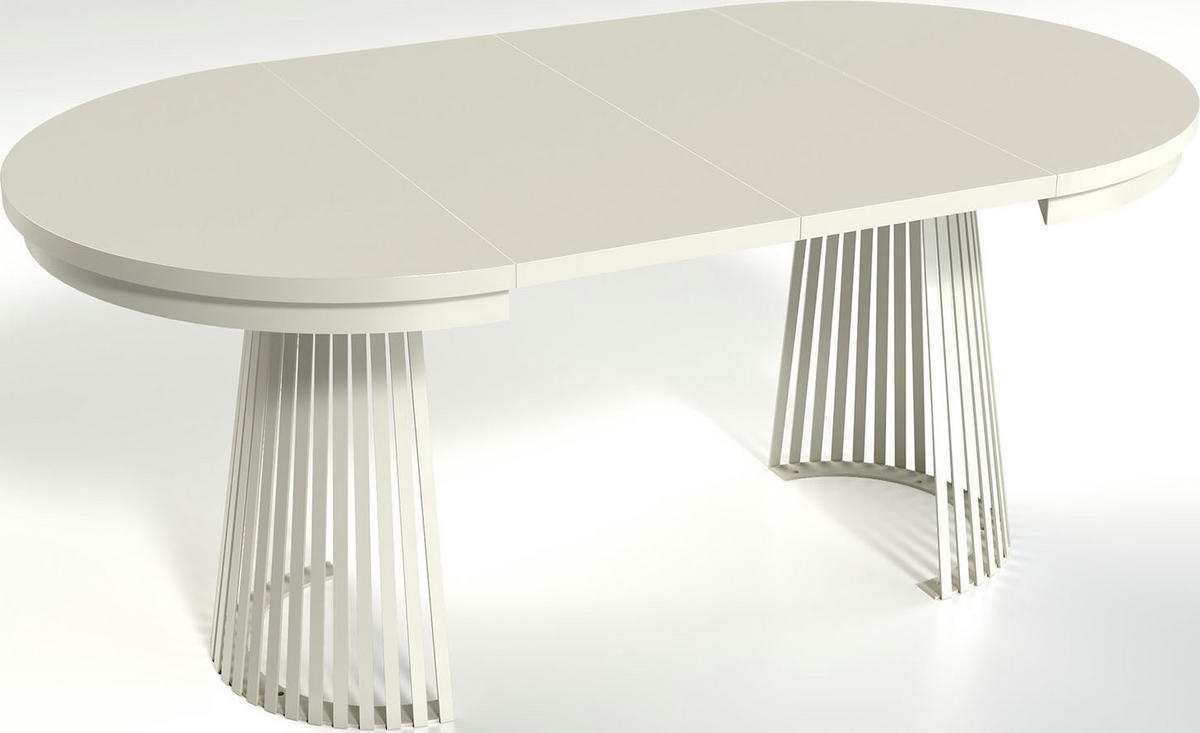 ESSTISCH Scala runder ausziehbarer, Braun 100-180/100/75 cm - Eiche Wotan/Weiß, Holzwerkstoff/Metall (100/100/75cm) - WFL GROUP
