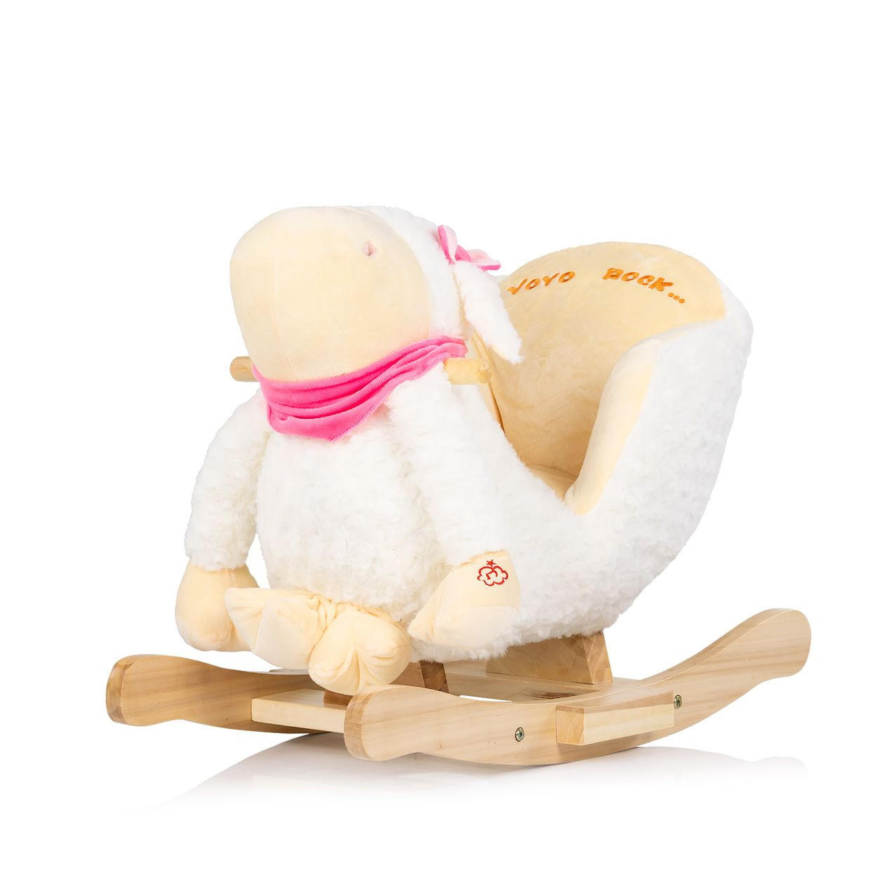 SCHAUKELTIER RHSE0240 weiß Plüsch, Handgriffe, Fußstütze, Sitz mit Rückenlehne, ab 10 Monate - Weiß, Holz (28/47/62cm) - Chipolino