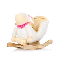 SCHAUKELTIER RHSE0240 weiß Plüsch, Handgriffe, Fußstütze, Sitz mit Rückenlehne, ab 10 Monate - Weiß, Holz (28/47/62cm) - Chipolino