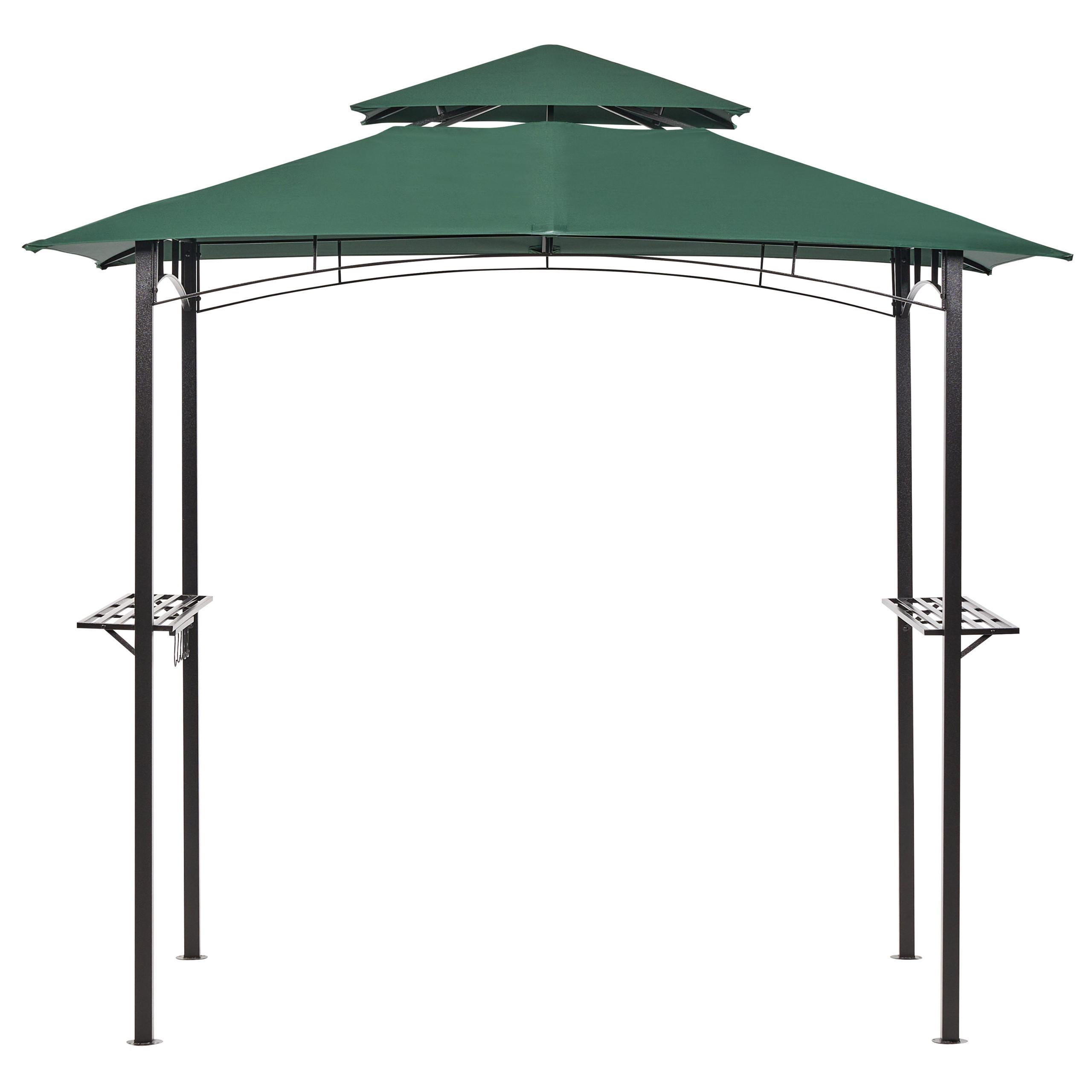 PAVILLON Stahl dunkelgrün 240/148 cm Naro - Schwarz/Grün, Metall (240/245/148cm) - Beliani