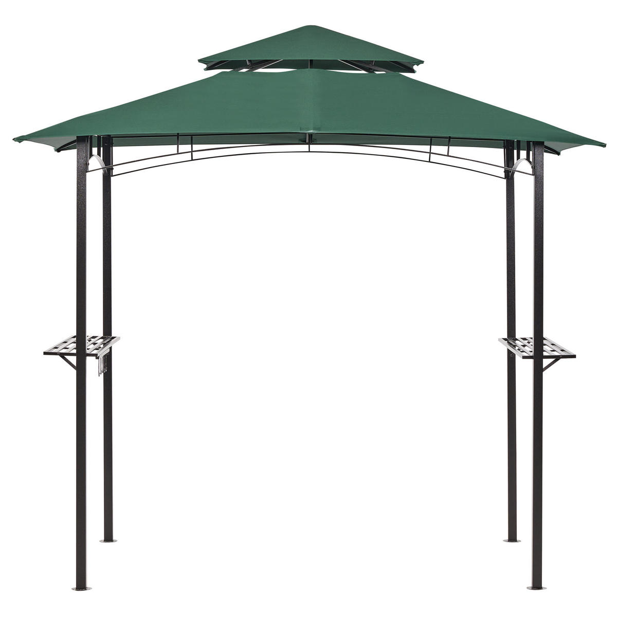 PAVILLON Stahl dunkelgrün 240/148 cm Naro - Schwarz/Grün, Metall (240/245/148cm) - Beliani