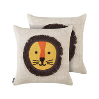 DEKOKISSEN 2er-Set Beige 45/45 cm Sarangar - Beige/Gelb, Naturmaterialien (45/45cm) - Beliani