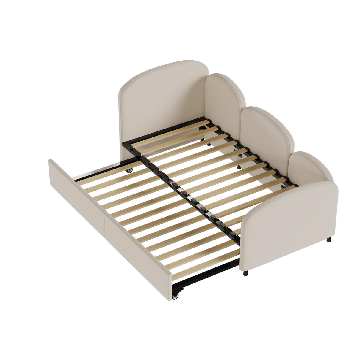 KINDERBETT 90/200 cm aus Metall und Samt mit Blumenform und Schublade Beige - Beige, Textil (90/200cm) - Modenvie