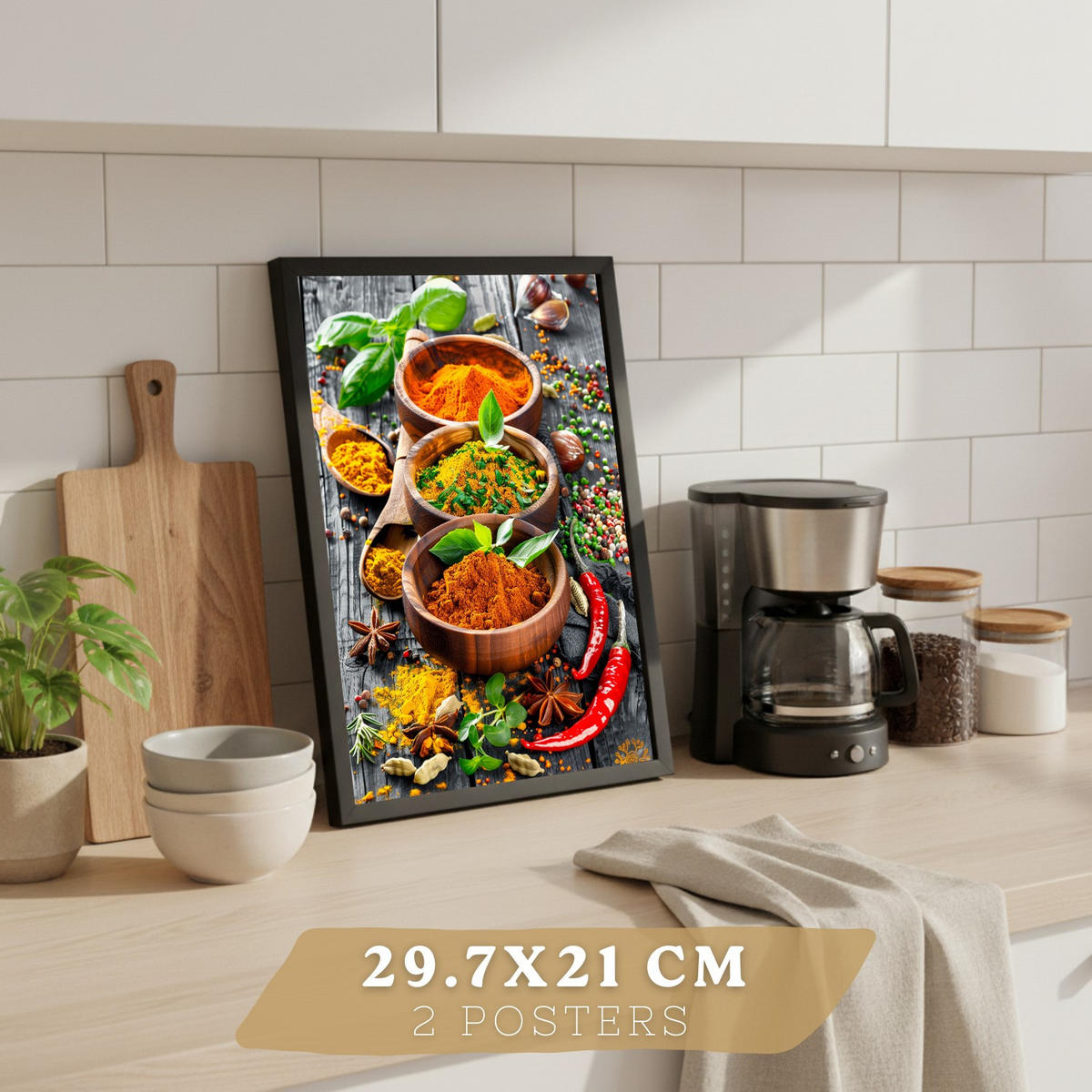 PLAKAT Sada 2 Koření A4 Černý rám - černá, papír (29.7/1/21cm) - Nacnic