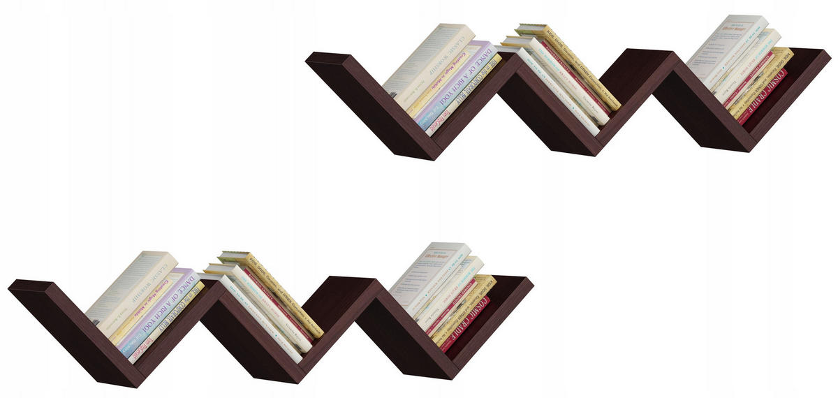 WANDREGAL ORTO 2 Stück Wenge 90/21/17 cm - Wengefarben, Holzwerkstoff (90/17/21cm) - Matkam Möbel