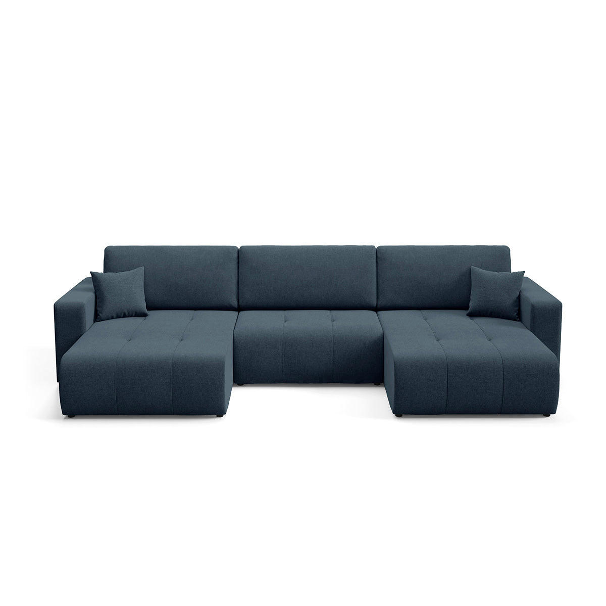 PANORAMASOFA Giulia 5 Sitzplätze Blau - Blau, Holz (344/82/149cm) - Petits-meubles