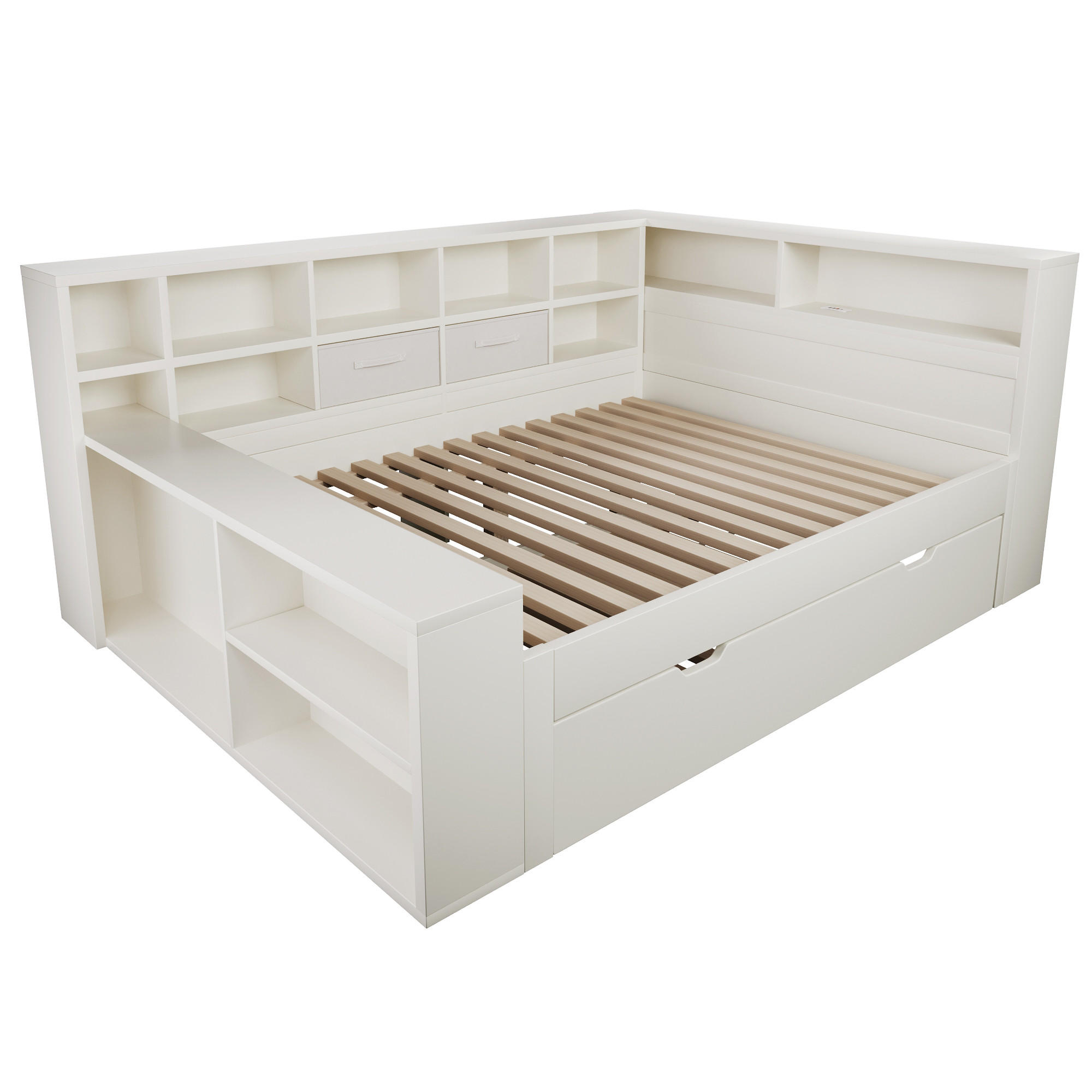 STAURAUMBETT 140/200 cm DE-32530 mit Ausziehbett Weiß - Weiß, Holz (140/200cm) - ComfortXL
