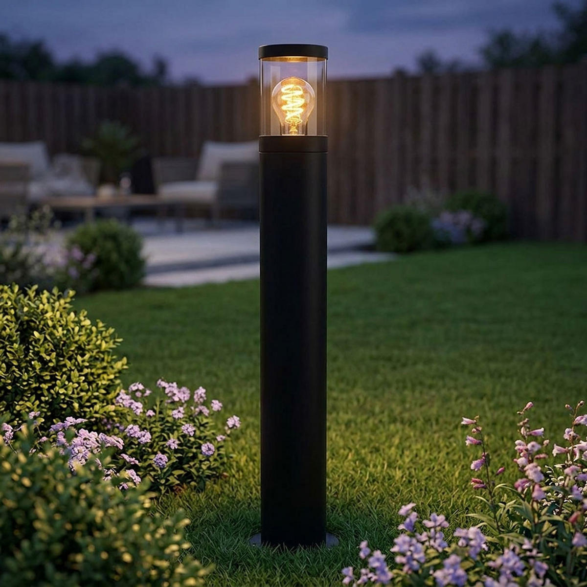 LED WEGELEUCHTE Edelstahl Schwarz Rauch - Schwarz, Metall (14/14/80cm) - Globo Lighting