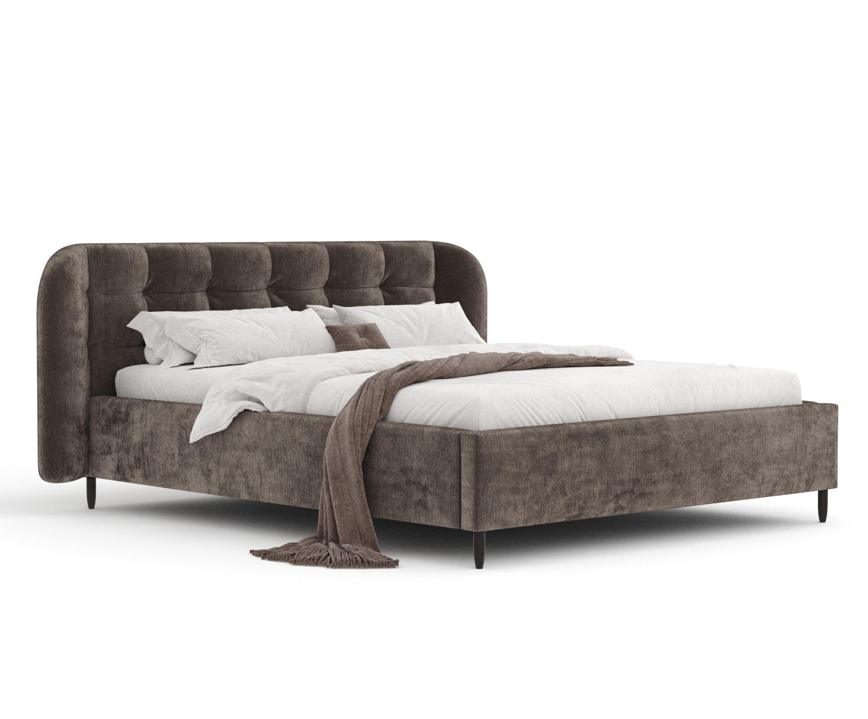 POLSTERBETT Nuno Braun 180/200 cm im Chenille-Stoff - Graubraun/Schwarz, Holz/Holzwerkstoff (180/200cm) - Maison de Reve