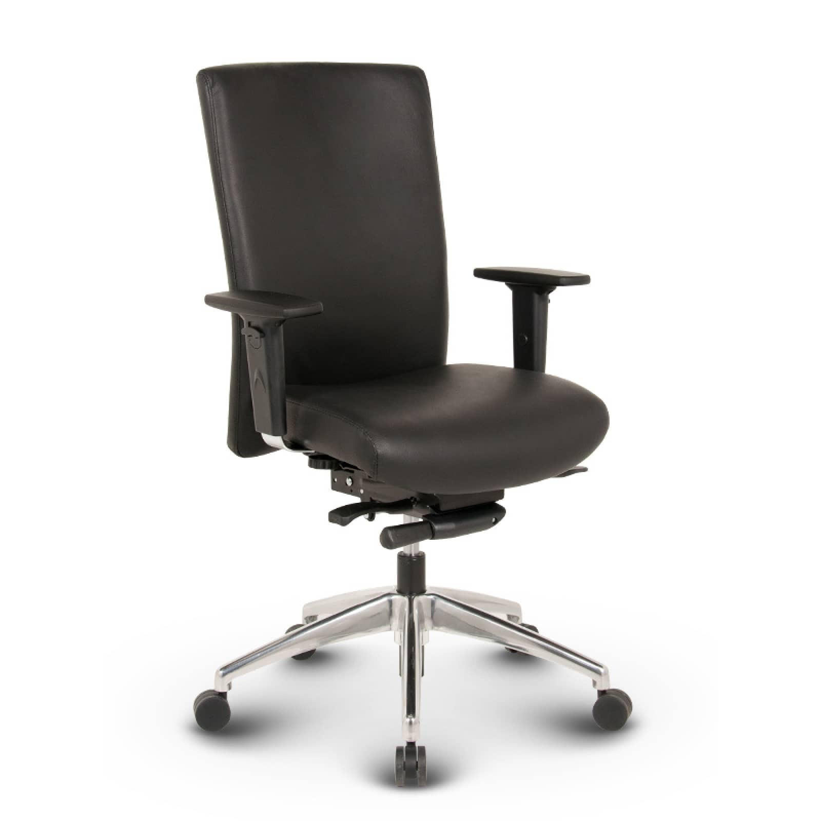 BÜROSTUHL Terox Echtleder Schwarz - ergonomisch, 150 kg belastbar, Sitzhöhe 48-60cm - Schwarz, Leder/Kunststoff (65/100/60cm) - Versee