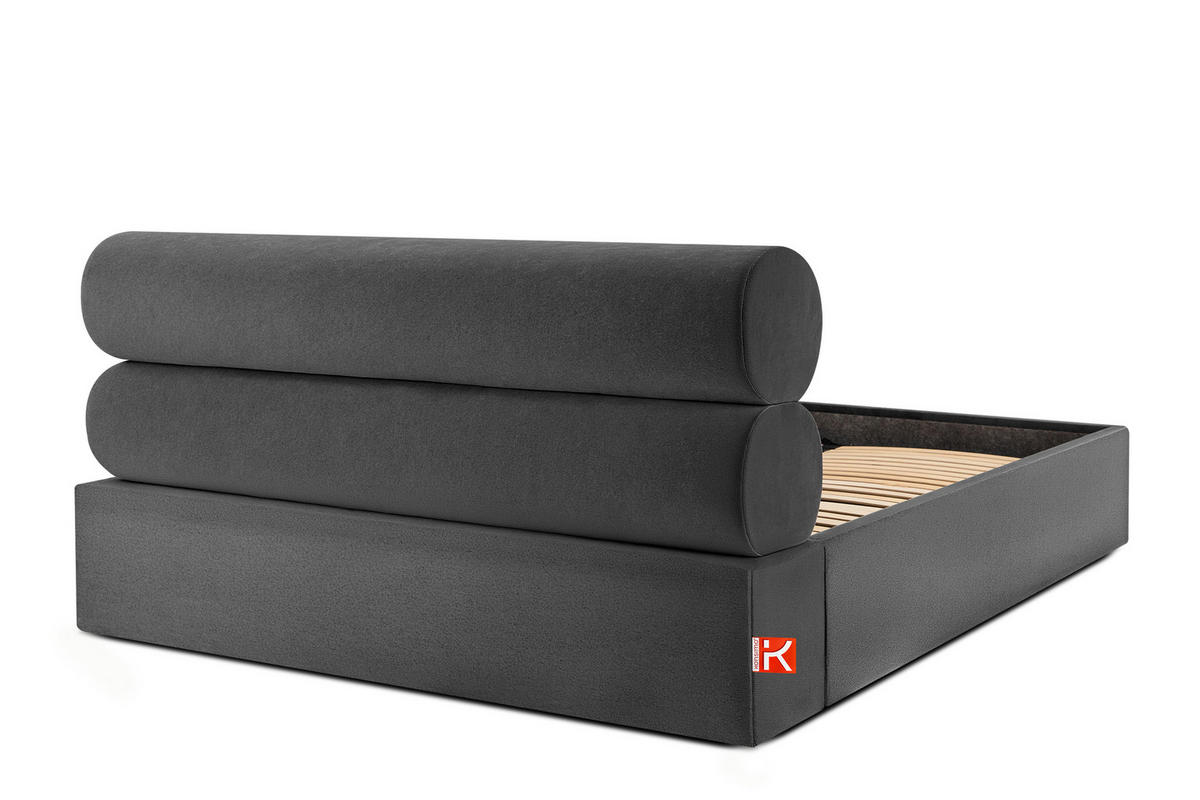 POLSTERBETT LUNEO - Anthrazit/Schwarz, Holz/Holzwerkstoff (182/204cm) - KONSIMO®