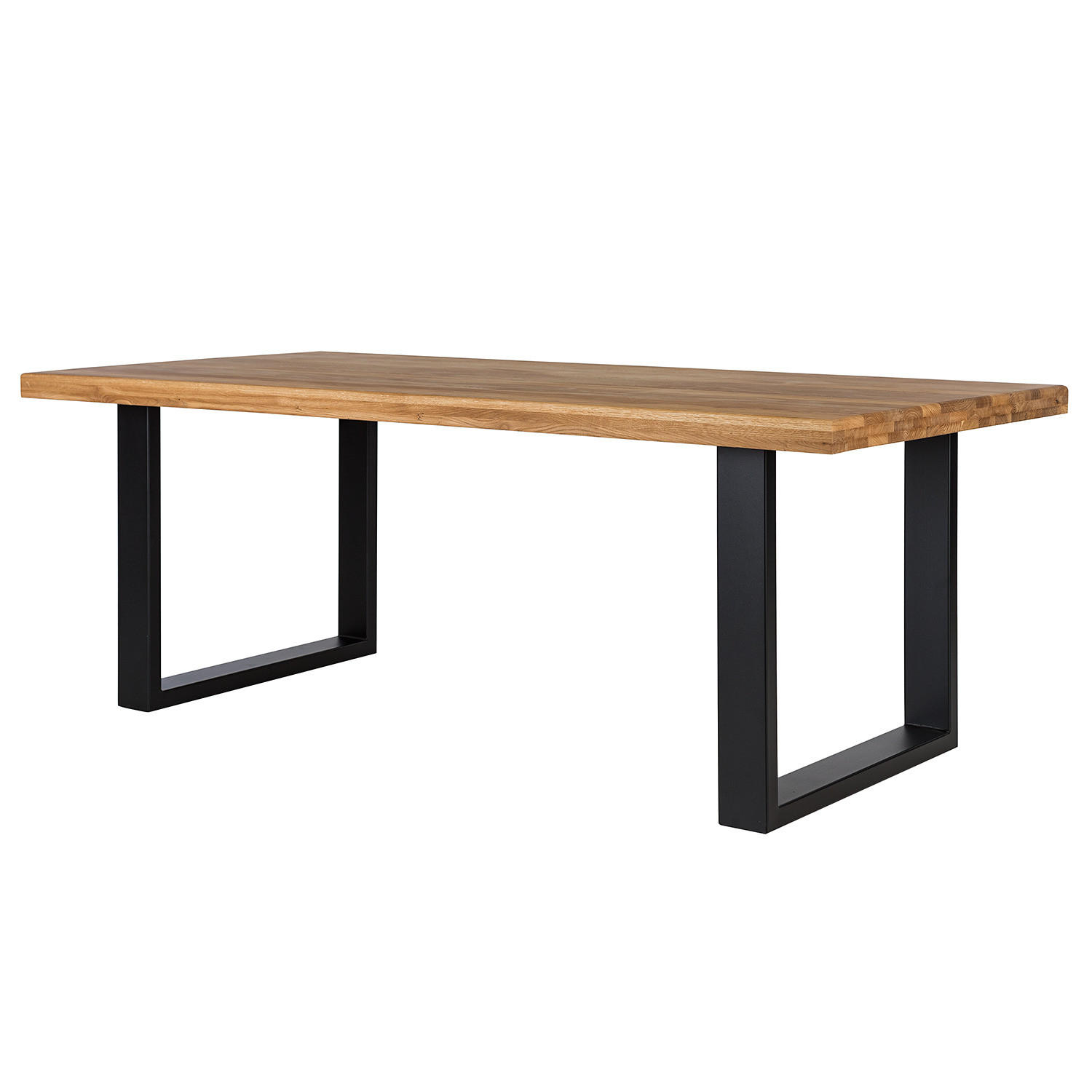 ESSTISCH - Metall / Massivholz - Schwarz - Eichefarben/Schwarz, Holz/Metall (100/180/77cm) - home24