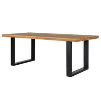 ESSTISCH - Metall / Massivholz - Schwarz - Eichefarben/Schwarz, Holz/Metall (100/180/77cm) - home24