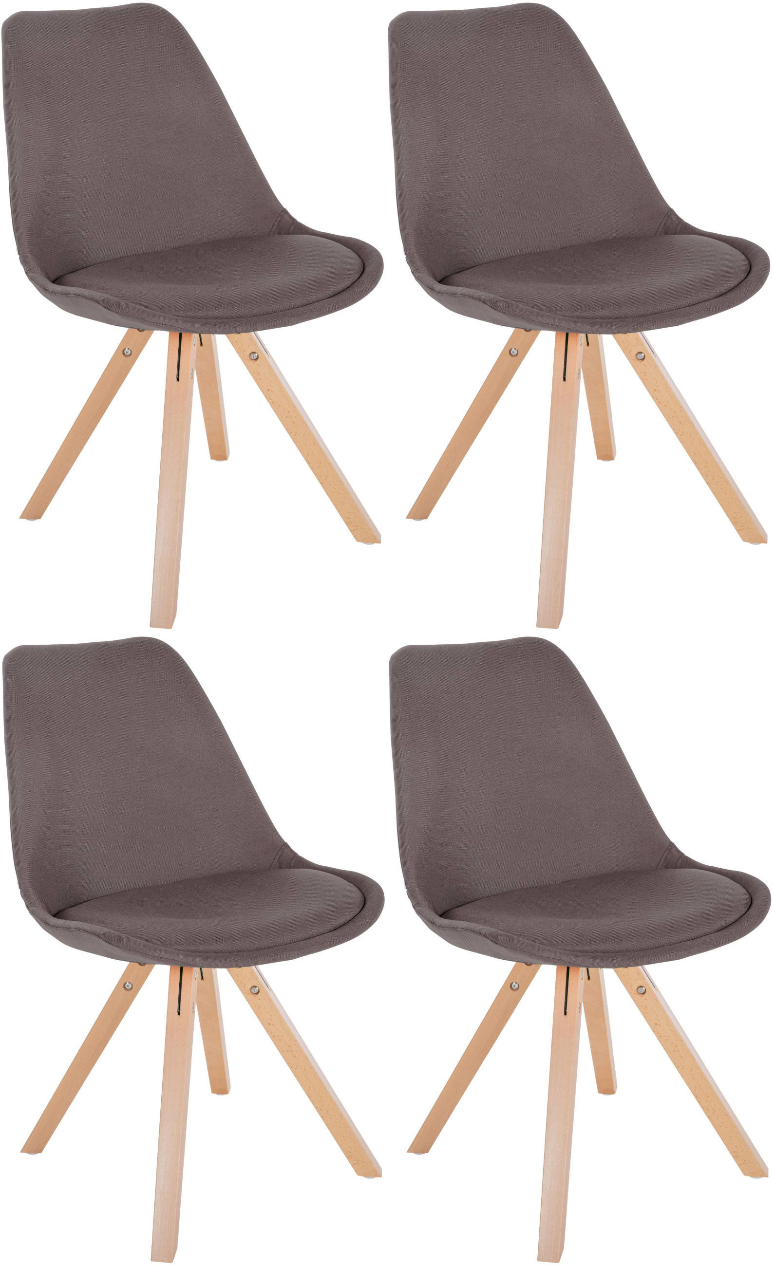 STUHL 4er Set Stoff taupe - Taupe/Naturfarben, Holz/Textil (48/81/54cm) - CLP