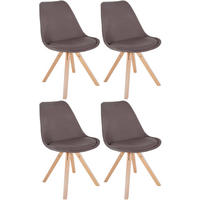 STUHL 4er Set Stoff taupe - Taupe/Naturfarben, Holz/Textil (48/81/54cm) - CLP