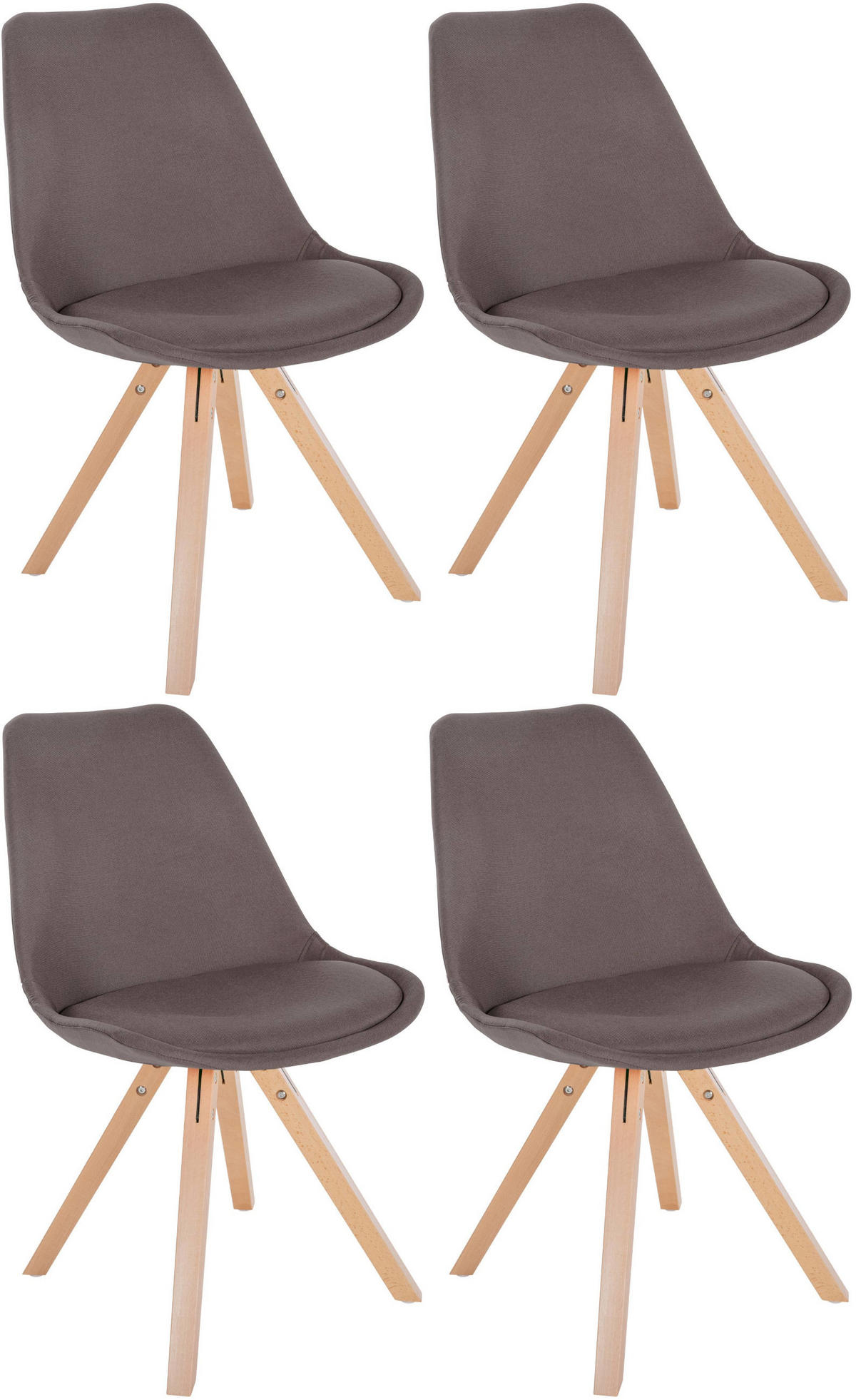 STUHL 4er Set Stoff taupe - Taupe/Naturfarben, Holz/Textil (48/81/54cm) - CLP